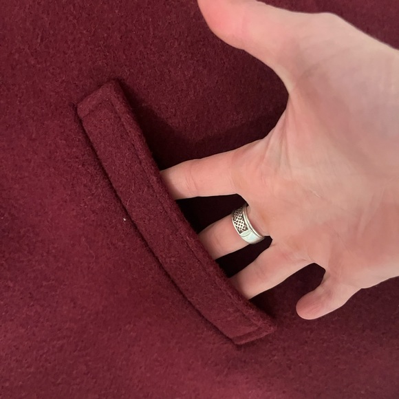 J. Crew women’s Maroon Pea Coat with Gold Buttons - Picture 5 of 6